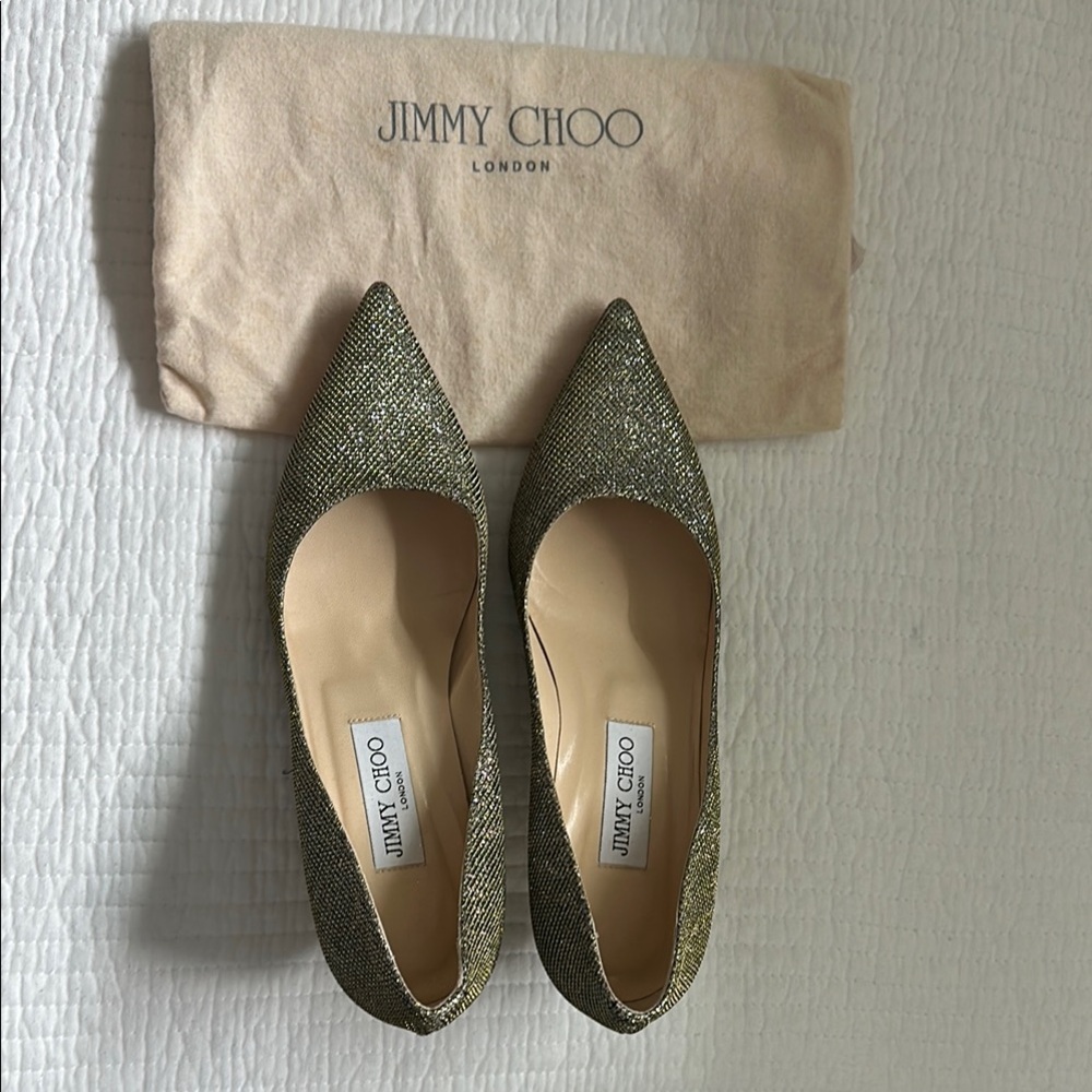Jimmy Choo Glittering Gold Flats